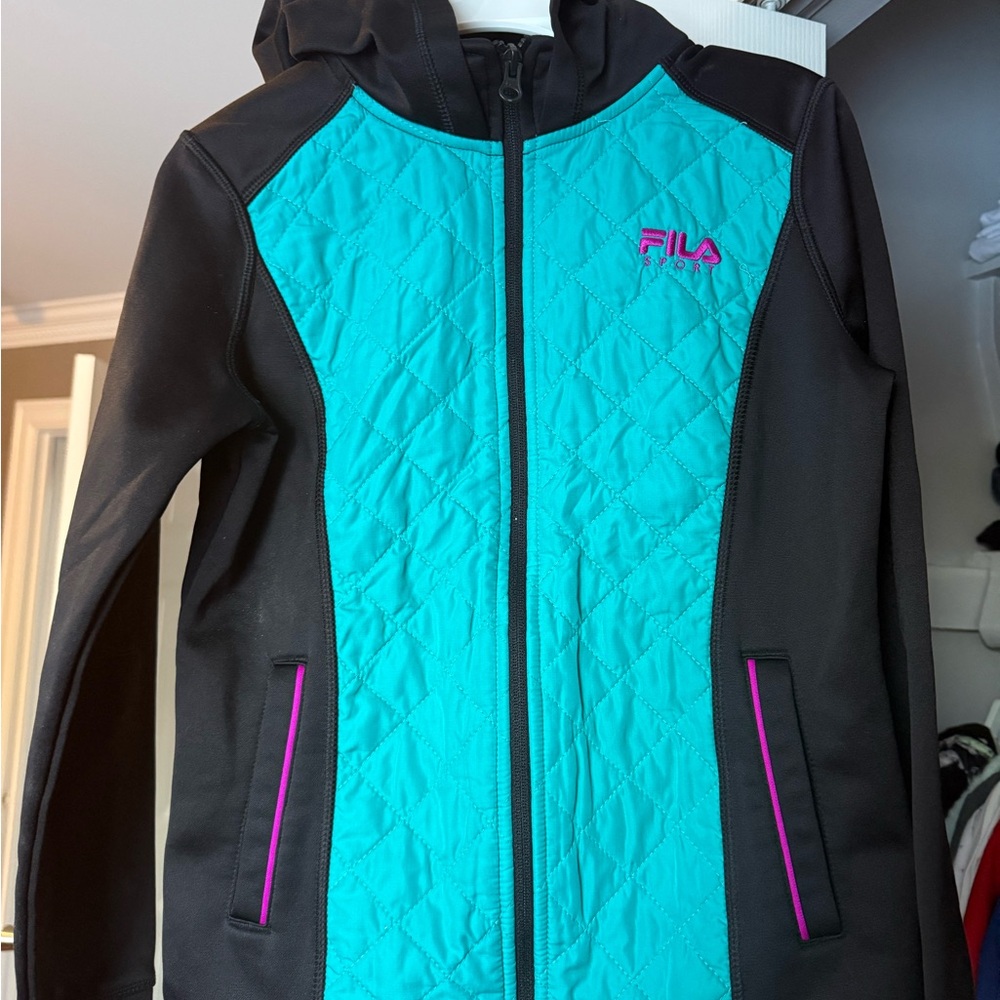 Fila Kids' Aqua and Black Puffer Jacket